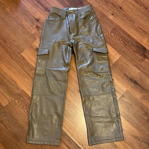 Vegan leather cargo pants